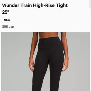 Lululemon black Wunder Train High-R Tight